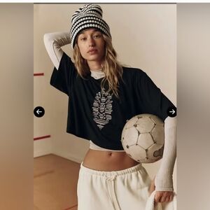 Free People Tempo Cropped Logo Boyfriend Tee